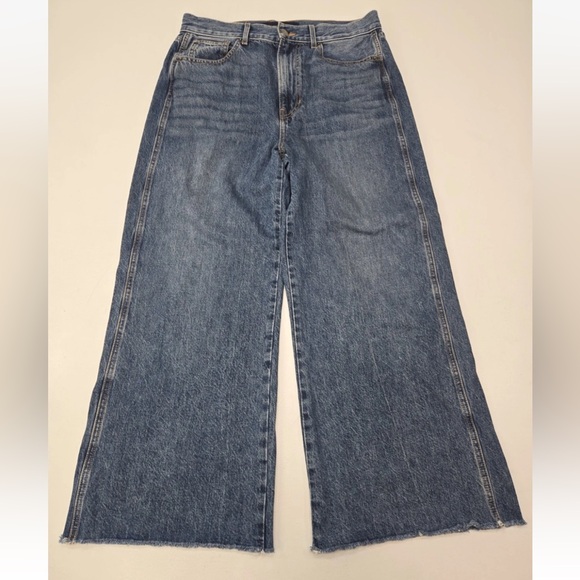 VERONICA BEARD Equinox Blue Taylor Cropped High Rise Wide-Leg Jean Size 30